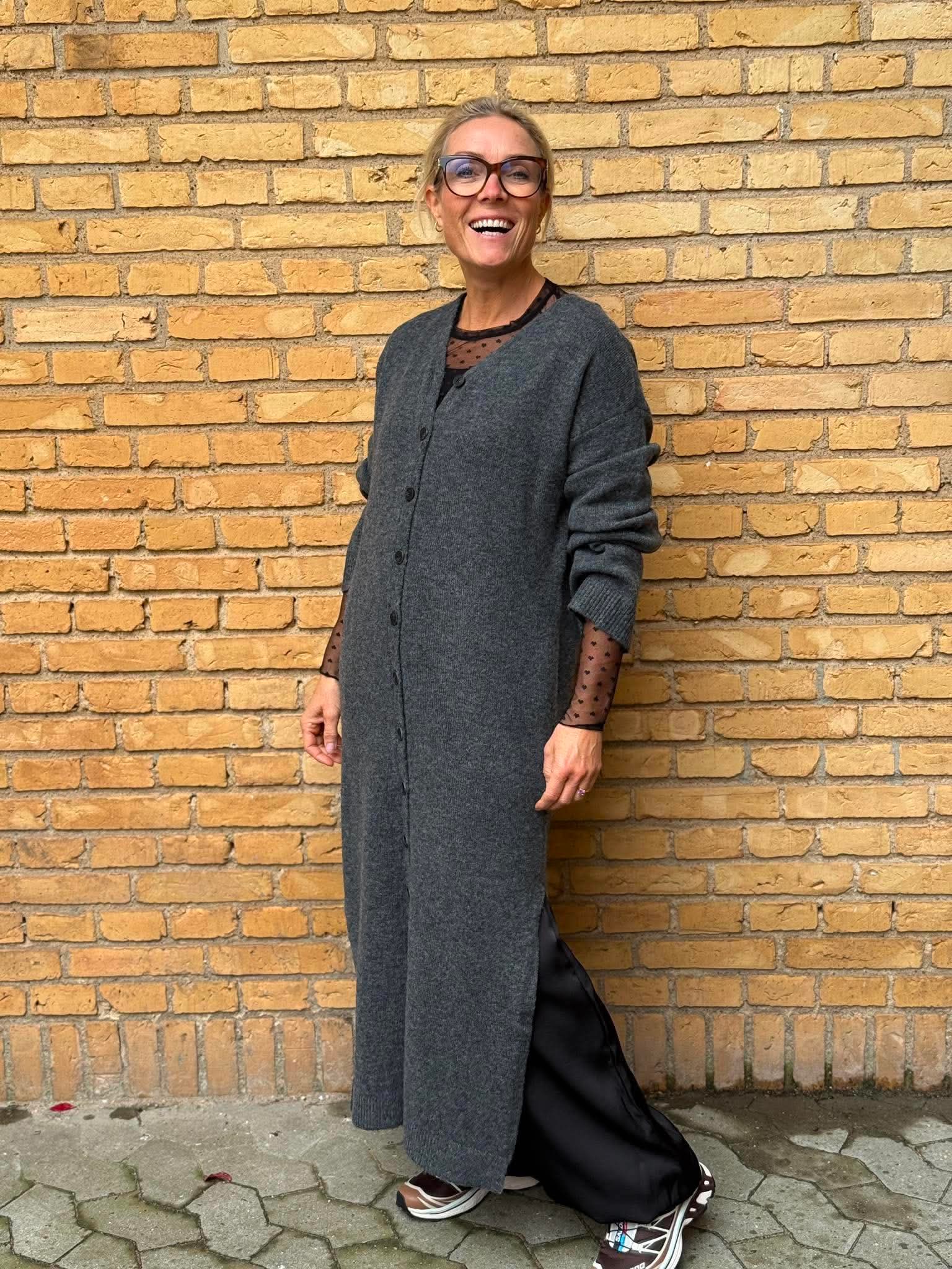AWNINNA Long Dress - Dark Grey Melange